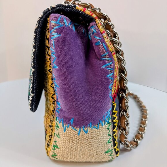 UNIQUE CHANEL 2011 RUNWAY JUMBO Rainbow Patchwork Bag - Picture 5 of 16